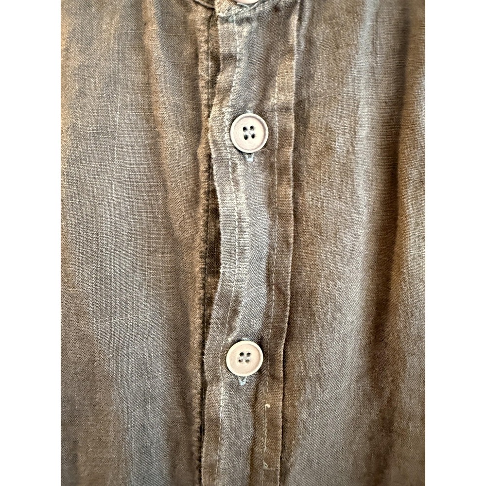 CP Shades Shirt Womens Medium Gray 100% Linen Button Front Tunic Top Long Sleeve - Picture 6 of 16